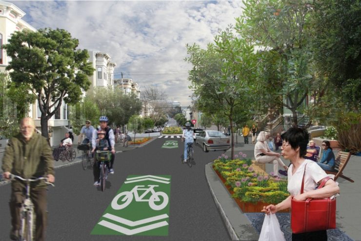 biking center with no noise pollution downtown commuter center shows a benefit of biking that is no noise pollution