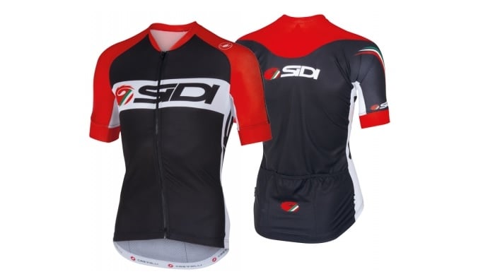 black red biking jersey
